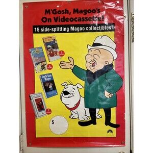 Original 1990 Mr. Magoo Cartoon Movie Poster Paramount Vhs Advertisement 27x39